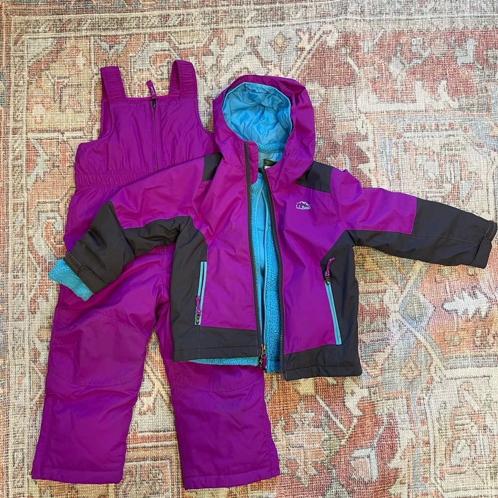 LL Bean Fleece Lined 3-1 Jacket and Snow Pants in Excellent Condition